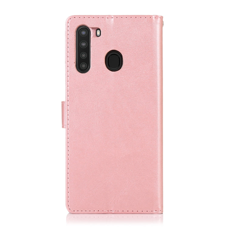 For Samsung Galaxy A21 Calf Texture 2 in 1 Detachable Magnetic Back Cover Horizontal Flip Leather Case with Holder & Card Slots & Wallet & Photo Frame