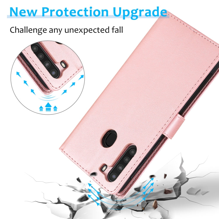 For Samsung Galaxy A21 Calf Texture 2 in 1 Detachable Magnetic Back Cover Horizontal Flip Leather Case with Holder & Card Slots & Wallet & Photo Frame