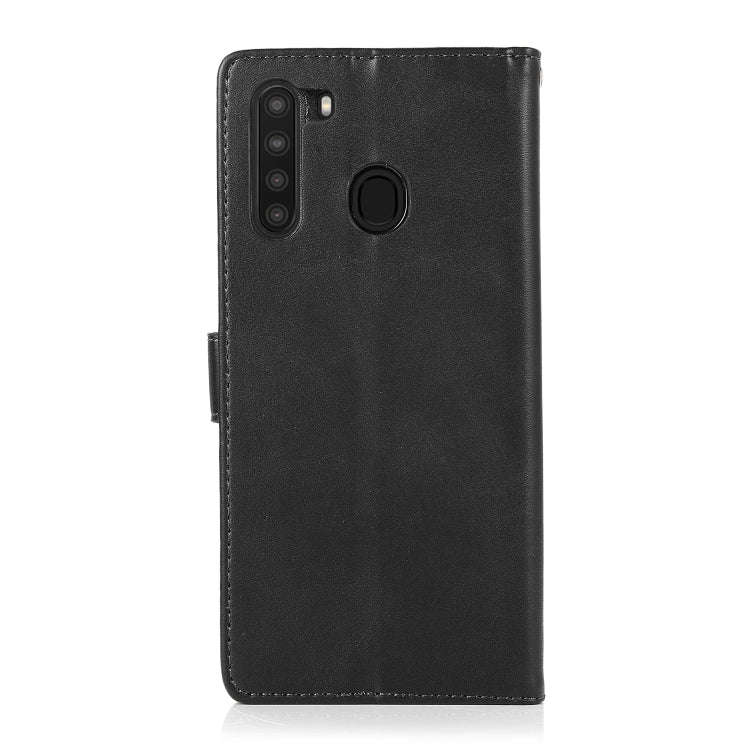 For Samsung Galaxy A21 Calf Texture 2 in 1 Detachable Magnetic Back Cover Horizontal Flip Leather Case with Holder & Card Slots & Wallet & Photo Frame