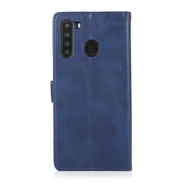 For Samsung Galaxy A21 Calf Texture 2 in 1 Detachable Magnetic Back Cover Horizontal Flip Leather Case with Holder & Card Slots & Wallet & Photo Frame