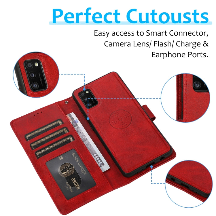 For Samsung Galaxy A41 Calf Texture 2 in 1 Detachable Magnetic Back Cover Horizontal Flip Leather Case with Holder & Card Slots & Wallet & Photo Frame