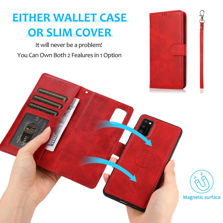 For Samsung Galaxy A41 Calf Texture 2 in 1 Detachable Magnetic Back Cover Horizontal Flip Leather Case with Holder & Card Slots & Wallet & Photo Frame