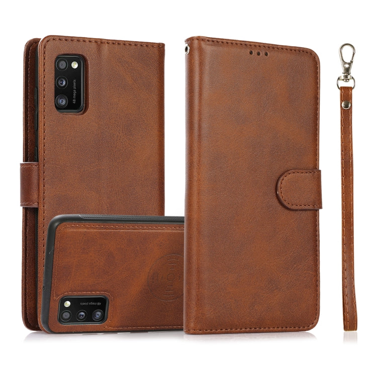 For Samsung Galaxy A41 Calf Texture 2 in 1 Detachable Magnetic Back Cover Horizontal Flip Leather Case with Holder & Card Slots & Wallet & Photo Frame