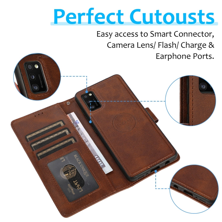 For Samsung Galaxy A41 Calf Texture 2 in 1 Detachable Magnetic Back Cover Horizontal Flip Leather Case with Holder & Card Slots & Wallet & Photo Frame