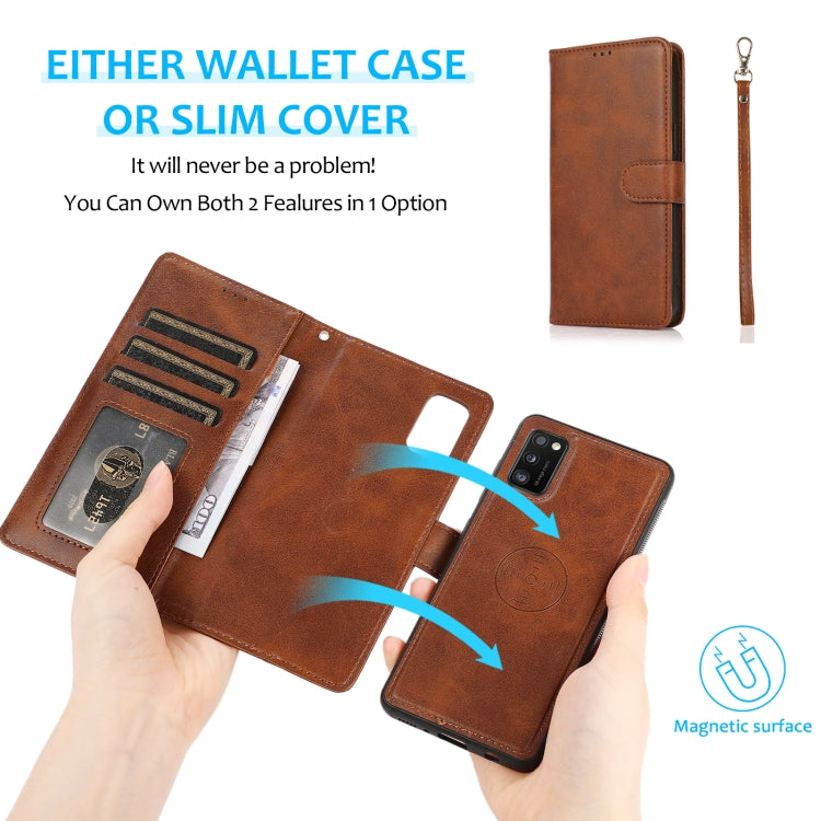 For Samsung Galaxy A41 Calf Texture 2 in 1 Detachable Magnetic Back Cover Horizontal Flip Leather Case with Holder & Card Slots & Wallet & Photo Frame