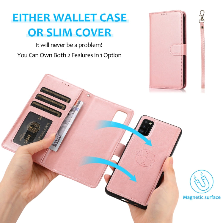 For Samsung Galaxy A41 Calf Texture 2 in 1 Detachable Magnetic Back Cover Horizontal Flip Leather Case with Holder & Card Slots & Wallet & Photo Frame