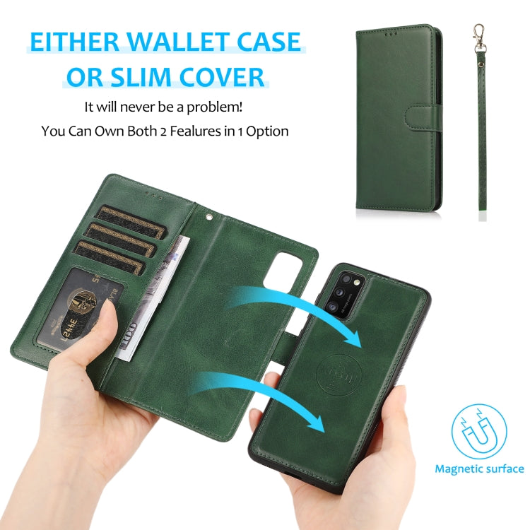 For Samsung Galaxy A41 Calf Texture 2 in 1 Detachable Magnetic Back Cover Horizontal Flip Leather Case with Holder & Card Slots & Wallet & Photo Frame