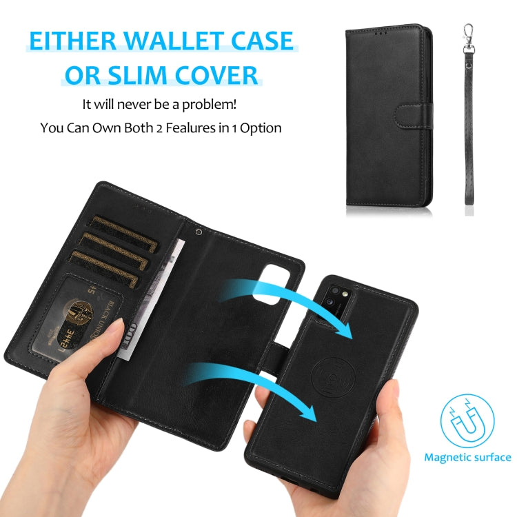 For Samsung Galaxy A41 Calf Texture 2 in 1 Detachable Magnetic Back Cover Horizontal Flip Leather Case with Holder & Card Slots & Wallet & Photo Frame
