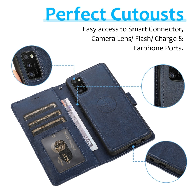 For Samsung Galaxy A41 Calf Texture 2 in 1 Detachable Magnetic Back Cover Horizontal Flip Leather Case with Holder & Card Slots & Wallet & Photo Frame