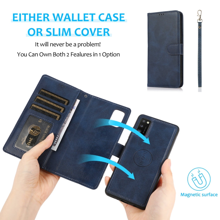 For Samsung Galaxy A41 Calf Texture 2 in 1 Detachable Magnetic Back Cover Horizontal Flip Leather Case with Holder & Card Slots & Wallet & Photo Frame