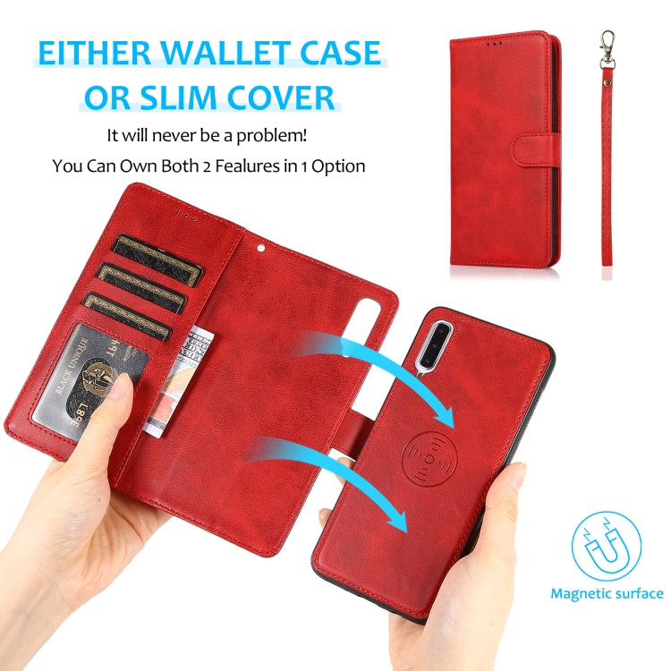 For Samsung Galaxy A50 Calf Texture 2 in 1 Detachable Magnetic Back Cover Horizontal Flip Leather Case with Holder & Card Slots & Wallet & Photo Frame