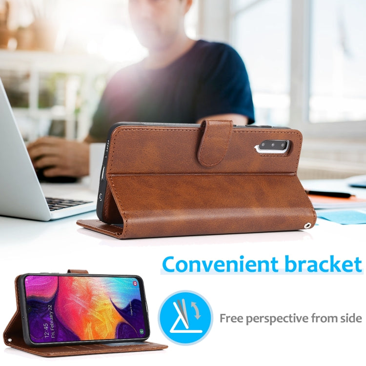 For Samsung Galaxy A50 Calf Texture 2 in 1 Detachable Magnetic Back Cover Horizontal Flip Leather Case with Holder & Card Slots & Wallet & Photo Frame