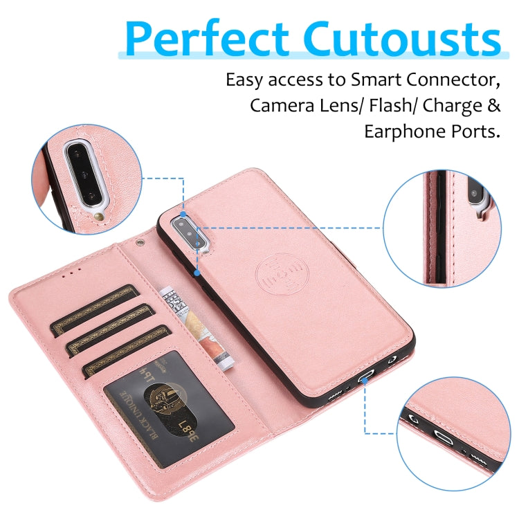 For Samsung Galaxy A50 Calf Texture 2 in 1 Detachable Magnetic Back Cover Horizontal Flip Leather Case with Holder & Card Slots & Wallet & Photo Frame