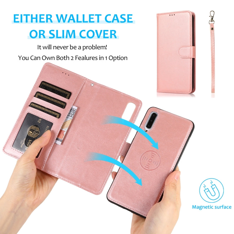 For Samsung Galaxy A50 Calf Texture 2 in 1 Detachable Magnetic Back Cover Horizontal Flip Leather Case with Holder & Card Slots & Wallet & Photo Frame