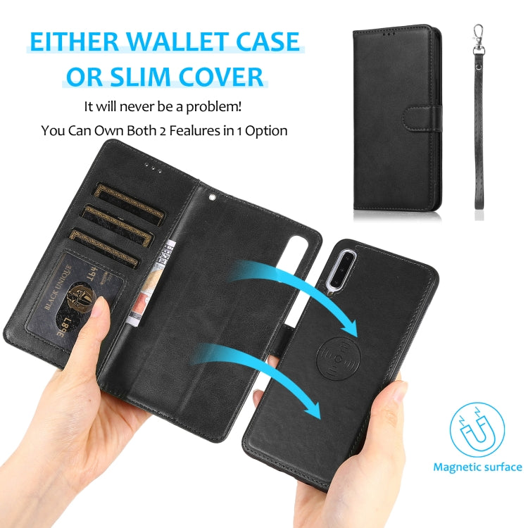 For Samsung Galaxy A50 Calf Texture 2 in 1 Detachable Magnetic Back Cover Horizontal Flip Leather Case with Holder & Card Slots & Wallet & Photo Frame