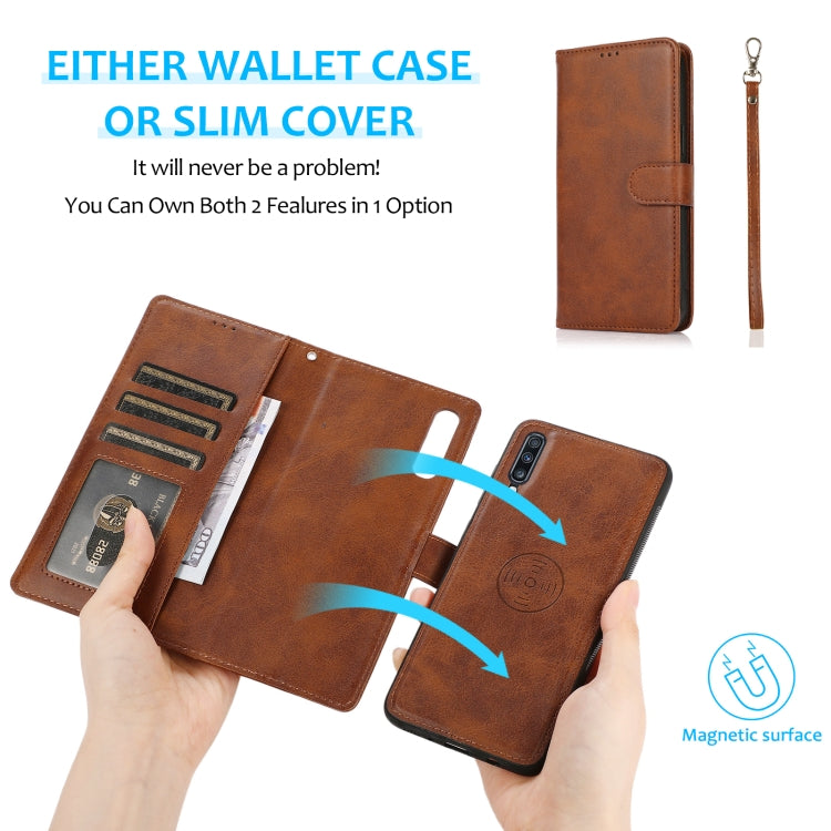 For Samsung Galaxy A50s Calf Texture 2 in 1 Detachable Magnetic Back Cover Horizontal Flip Leather Case with Holder & Card Slots & Wallet & Photo Frame