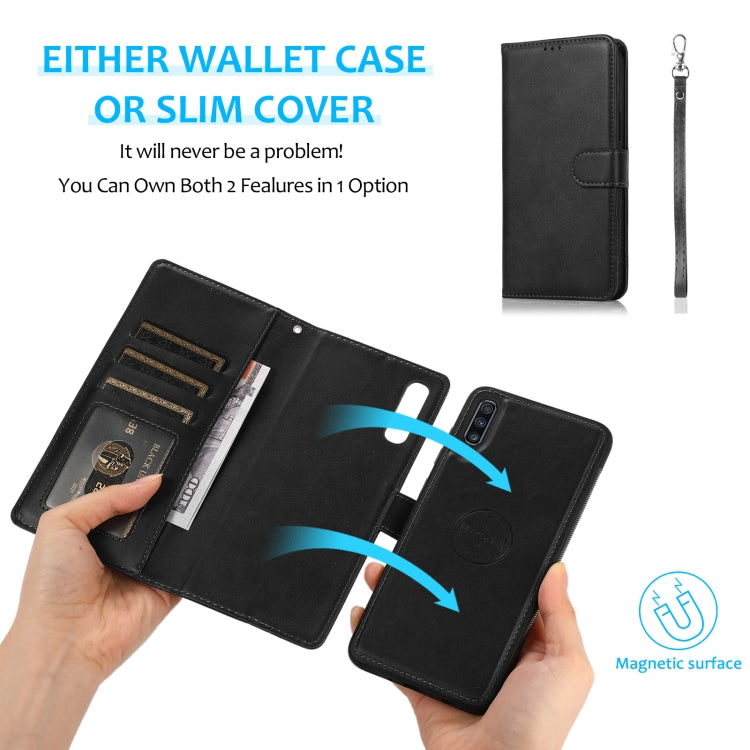 For Samsung Galaxy A50s Calf Texture 2 in 1 Detachable Magnetic Back Cover Horizontal Flip Leather Case with Holder & Card Slots & Wallet & Photo Frame