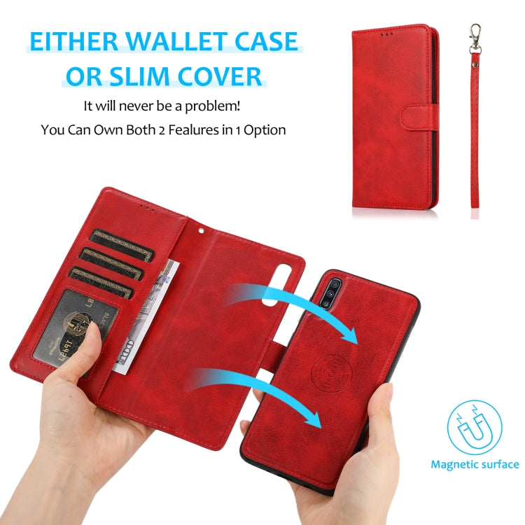 For Samsung Galaxy A70 Calf Texture 2 in 1 Detachable Magnetic Back Cover Horizontal Flip Leather Case with Holder & Card Slots & Wallet & Photo Frame