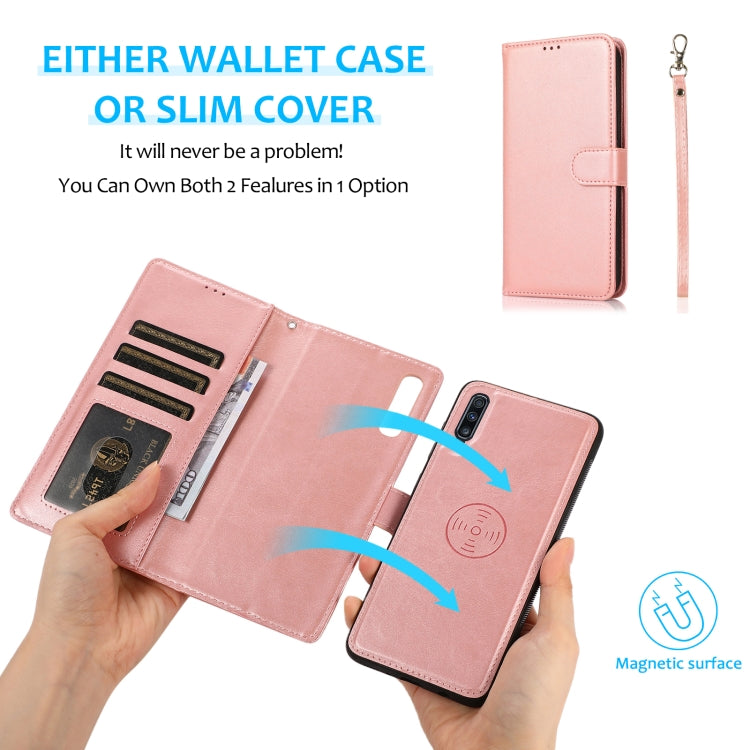 For Samsung Galaxy A70 Calf Texture 2 in 1 Detachable Magnetic Back Cover Horizontal Flip Leather Case with Holder & Card Slots & Wallet & Photo Frame
