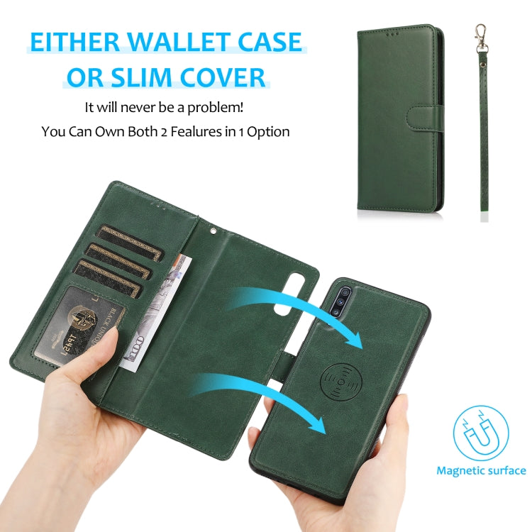 For Samsung Galaxy A70 Calf Texture 2 in 1 Detachable Magnetic Back Cover Horizontal Flip Leather Case with Holder & Card Slots & Wallet & Photo Frame