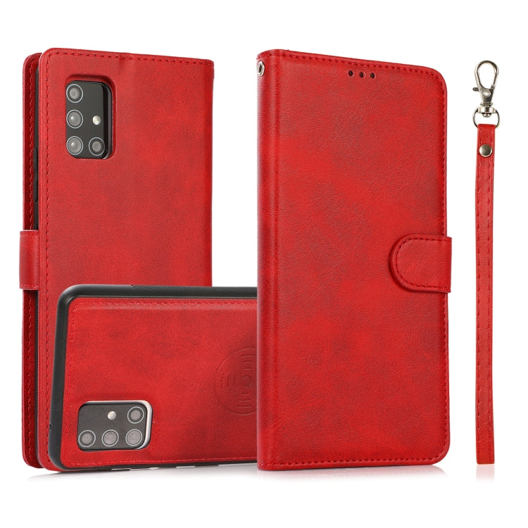 For Samsung Galaxy A71 Calf Texture 2 in 1 Detachable Magnetic Back Cover Horizontal Flip Leather Case with Holder & Card Slots & Wallet & Photo Frame