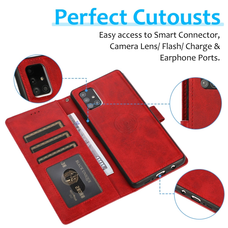 For Samsung Galaxy A71 Calf Texture 2 in 1 Detachable Magnetic Back Cover Horizontal Flip Leather Case with Holder & Card Slots & Wallet & Photo Frame