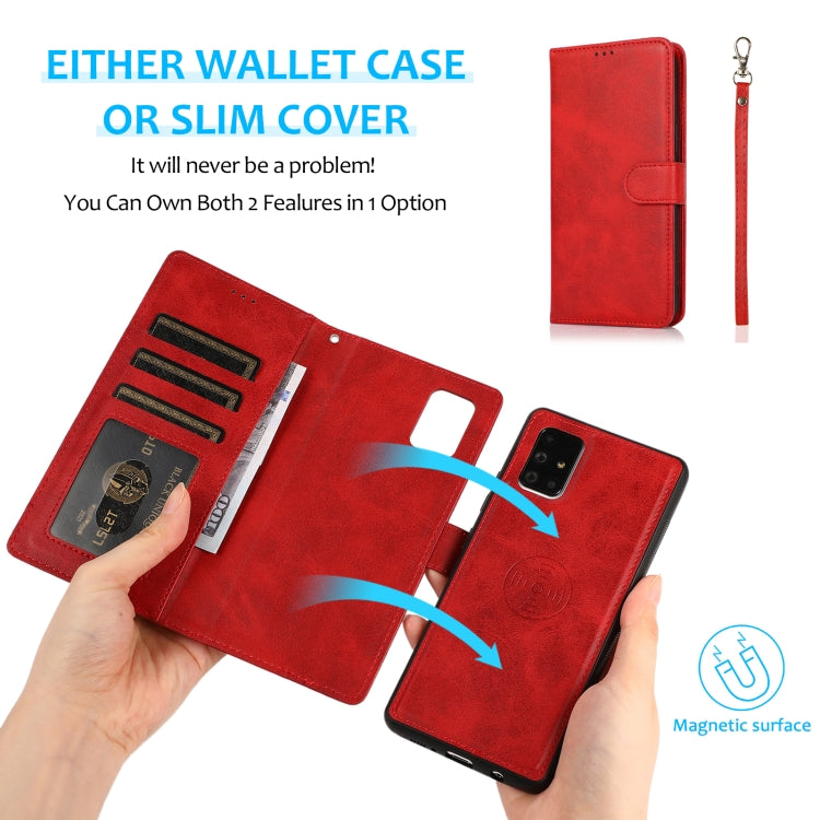 For Samsung Galaxy A71 Calf Texture 2 in 1 Detachable Magnetic Back Cover Horizontal Flip Leather Case with Holder & Card Slots & Wallet & Photo Frame