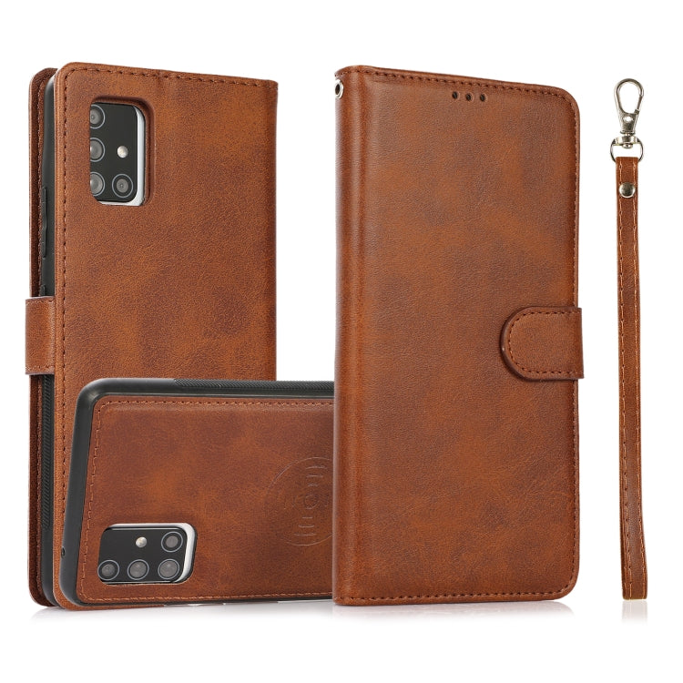 For Samsung Galaxy A71 Calf Texture 2 in 1 Detachable Magnetic Back Cover Horizontal Flip Leather Case with Holder & Card Slots & Wallet & Photo Frame