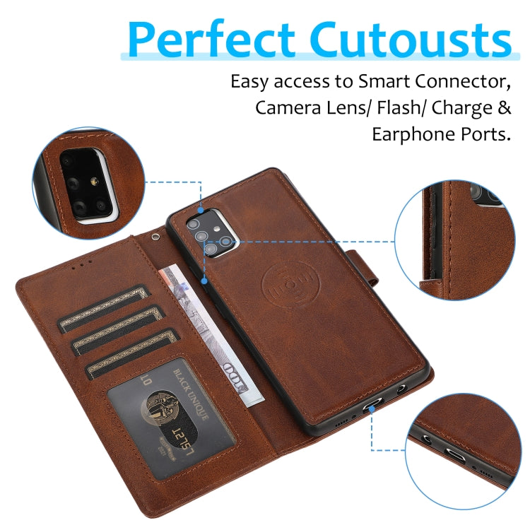 For Samsung Galaxy A71 Calf Texture 2 in 1 Detachable Magnetic Back Cover Horizontal Flip Leather Case with Holder & Card Slots & Wallet & Photo Frame