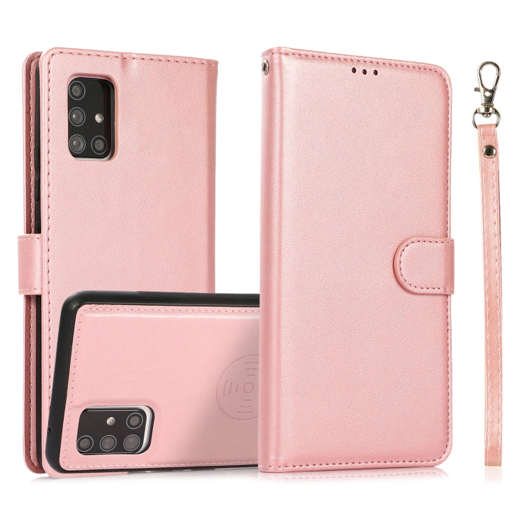 For Samsung Galaxy A71 Calf Texture 2 in 1 Detachable Magnetic Back Cover Horizontal Flip Leather Case with Holder & Card Slots & Wallet & Photo Frame