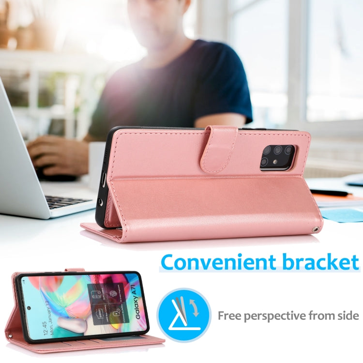 For Samsung Galaxy A71 Calf Texture 2 in 1 Detachable Magnetic Back Cover Horizontal Flip Leather Case with Holder & Card Slots & Wallet & Photo Frame