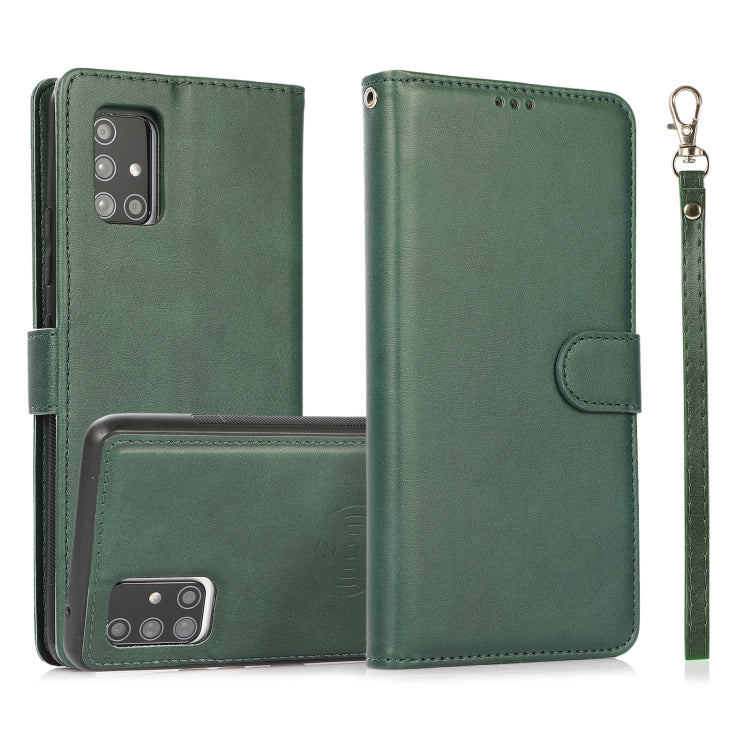 For Samsung Galaxy A71 Calf Texture 2 in 1 Detachable Magnetic Back Cover Horizontal Flip Leather Case with Holder & Card Slots & Wallet & Photo Frame