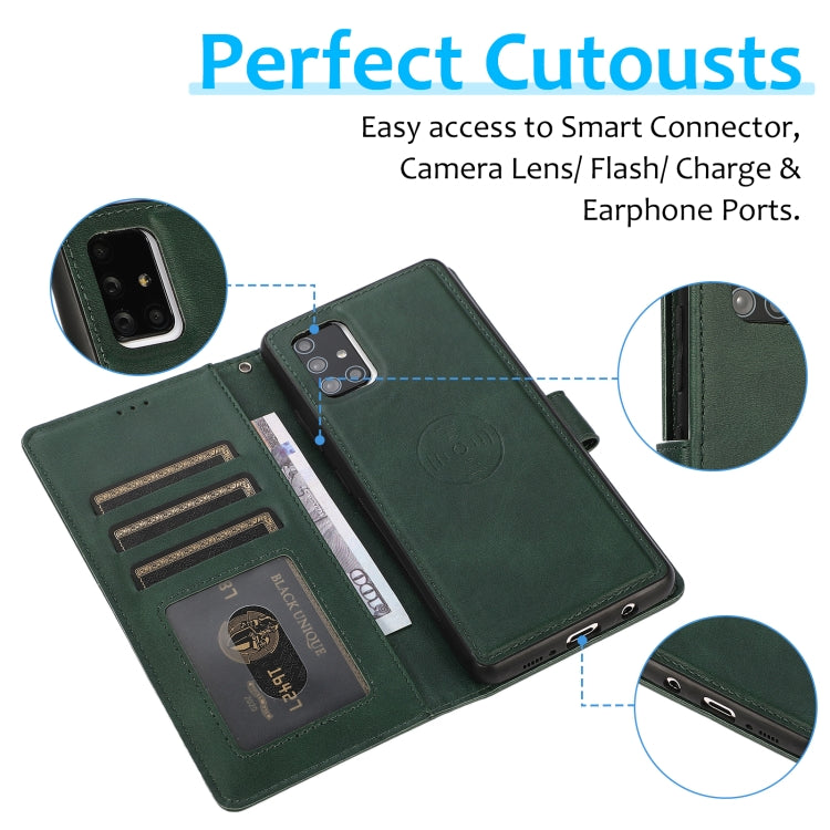 For Samsung Galaxy A71 Calf Texture 2 in 1 Detachable Magnetic Back Cover Horizontal Flip Leather Case with Holder & Card Slots & Wallet & Photo Frame