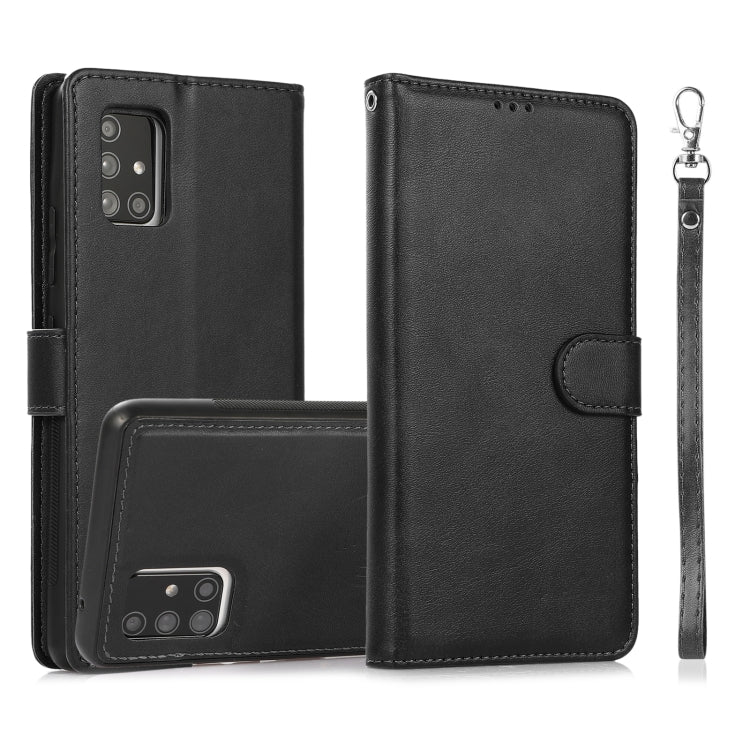For Samsung Galaxy A71 Calf Texture 2 in 1 Detachable Magnetic Back Cover Horizontal Flip Leather Case with Holder & Card Slots & Wallet & Photo Frame
