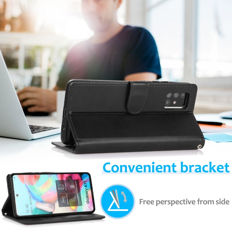 For Samsung Galaxy A71 Calf Texture 2 in 1 Detachable Magnetic Back Cover Horizontal Flip Leather Case with Holder & Card Slots & Wallet & Photo Frame