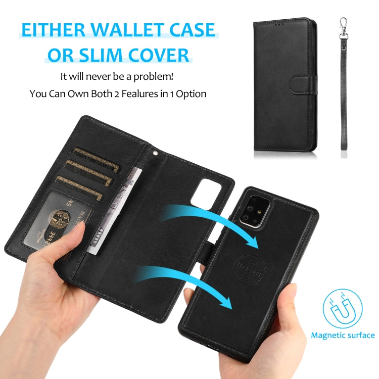 For Samsung Galaxy A71 Calf Texture 2 in 1 Detachable Magnetic Back Cover Horizontal Flip Leather Case with Holder & Card Slots & Wallet & Photo Frame