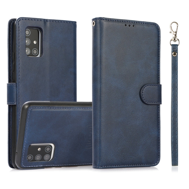 For Samsung Galaxy A71 Calf Texture 2 in 1 Detachable Magnetic Back Cover Horizontal Flip Leather Case with Holder & Card Slots & Wallet & Photo Frame