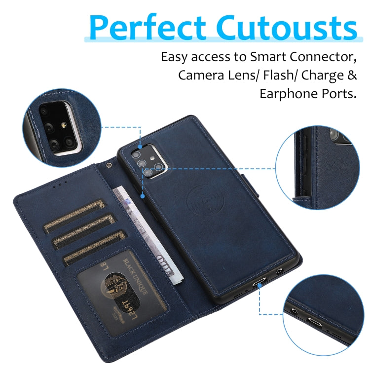 For Samsung Galaxy A71 Calf Texture 2 in 1 Detachable Magnetic Back Cover Horizontal Flip Leather Case with Holder & Card Slots & Wallet & Photo Frame
