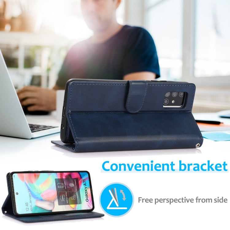 For Samsung Galaxy A71 Calf Texture 2 in 1 Detachable Magnetic Back Cover Horizontal Flip Leather Case with Holder & Card Slots & Wallet & Photo Frame