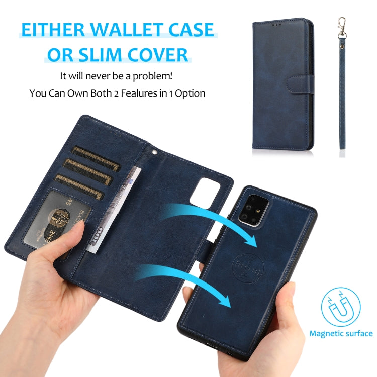 For Samsung Galaxy A71 Calf Texture 2 in 1 Detachable Magnetic Back Cover Horizontal Flip Leather Case with Holder & Card Slots & Wallet & Photo Frame