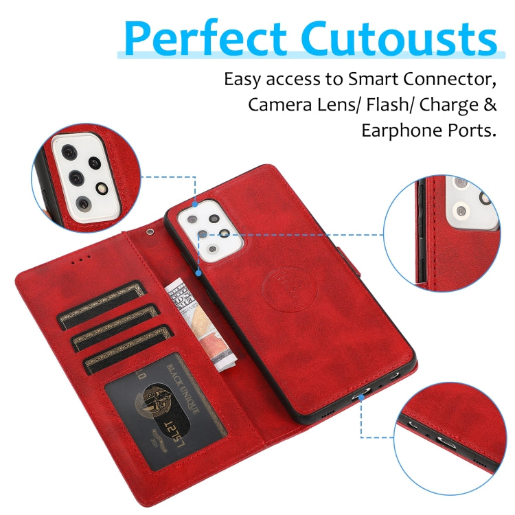 For Samsung Galaxy A72 5G / 4G Calf Texture 2 in 1 Detachable Magnetic Back Cover Horizontal Flip Leather Case with Holder & Card Slots & Wallet & Photo Frame