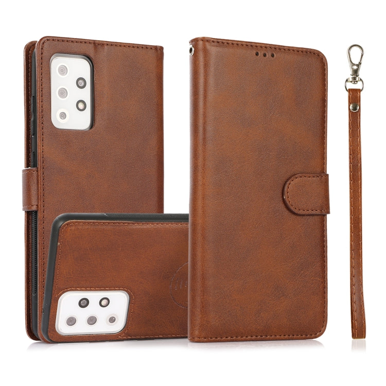 For Samsung Galaxy A72 5G / 4G Calf Texture 2 in 1 Detachable Magnetic Back Cover Horizontal Flip Leather Case with Holder & Card Slots & Wallet & Photo Frame