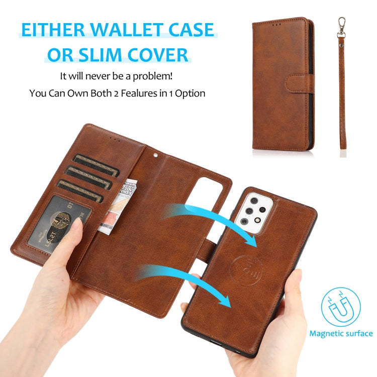 For Samsung Galaxy A72 5G / 4G Calf Texture 2 in 1 Detachable Magnetic Back Cover Horizontal Flip Leather Case with Holder & Card Slots & Wallet & Photo Frame