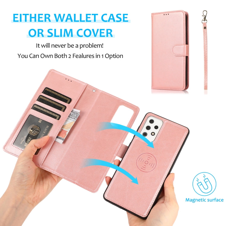 For Samsung Galaxy A72 5G / 4G Calf Texture 2 in 1 Detachable Magnetic Back Cover Horizontal Flip Leather Case with Holder & Card Slots & Wallet & Photo Frame