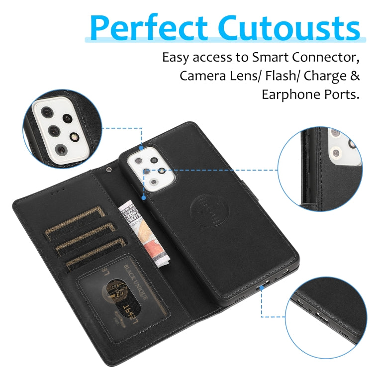 For Samsung Galaxy A72 5G / 4G Calf Texture 2 in 1 Detachable Magnetic Back Cover Horizontal Flip Leather Case with Holder & Card Slots & Wallet & Photo Frame