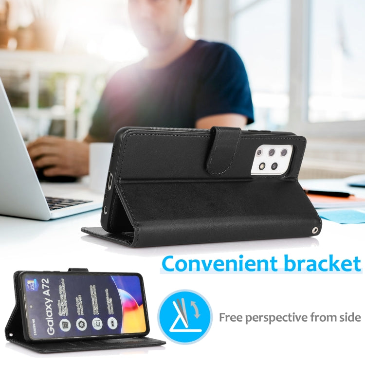 For Samsung Galaxy A72 5G / 4G Calf Texture 2 in 1 Detachable Magnetic Back Cover Horizontal Flip Leather Case with Holder & Card Slots & Wallet & Photo Frame