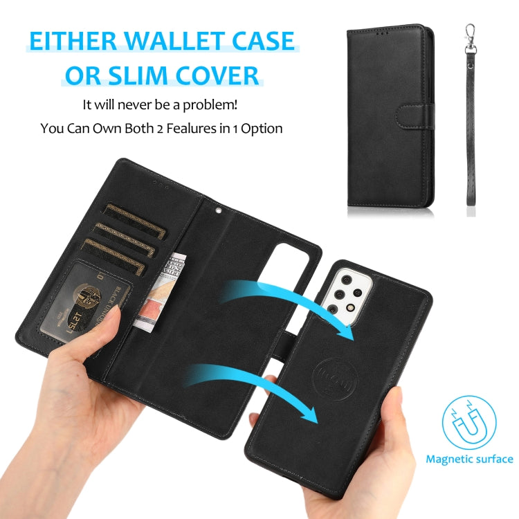For Samsung Galaxy A72 5G / 4G Calf Texture 2 in 1 Detachable Magnetic Back Cover Horizontal Flip Leather Case with Holder & Card Slots & Wallet & Photo Frame