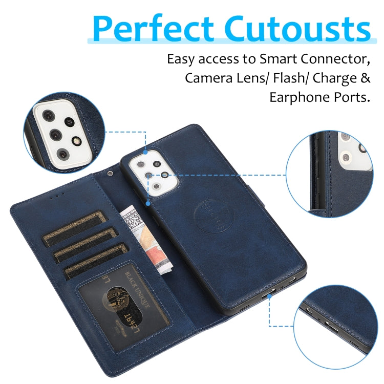 For Samsung Galaxy A72 5G / 4G Calf Texture 2 in 1 Detachable Magnetic Back Cover Horizontal Flip Leather Case with Holder & Card Slots & Wallet & Photo Frame