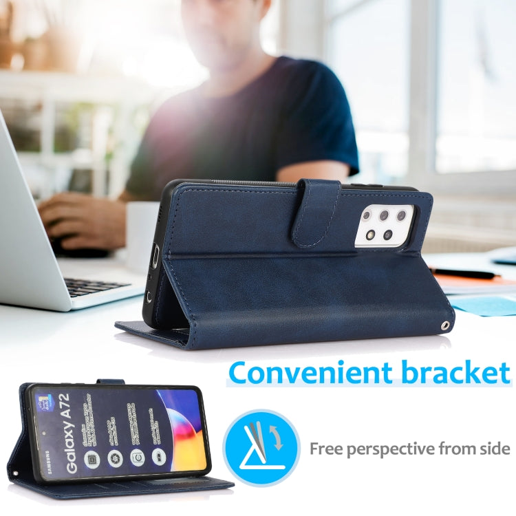 For Samsung Galaxy A72 5G / 4G Calf Texture 2 in 1 Detachable Magnetic Back Cover Horizontal Flip Leather Case with Holder & Card Slots & Wallet & Photo Frame