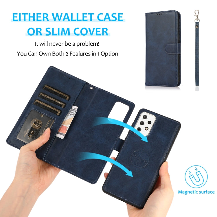 For Samsung Galaxy A72 5G / 4G Calf Texture 2 in 1 Detachable Magnetic Back Cover Horizontal Flip Leather Case with Holder & Card Slots & Wallet & Photo Frame